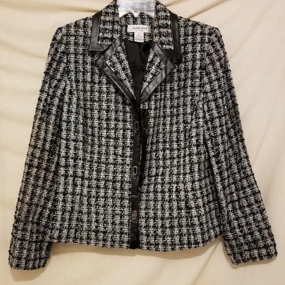 Judith Hart Black & White Tweed Jacket/Blazer size 8 - Picture 3 of 7